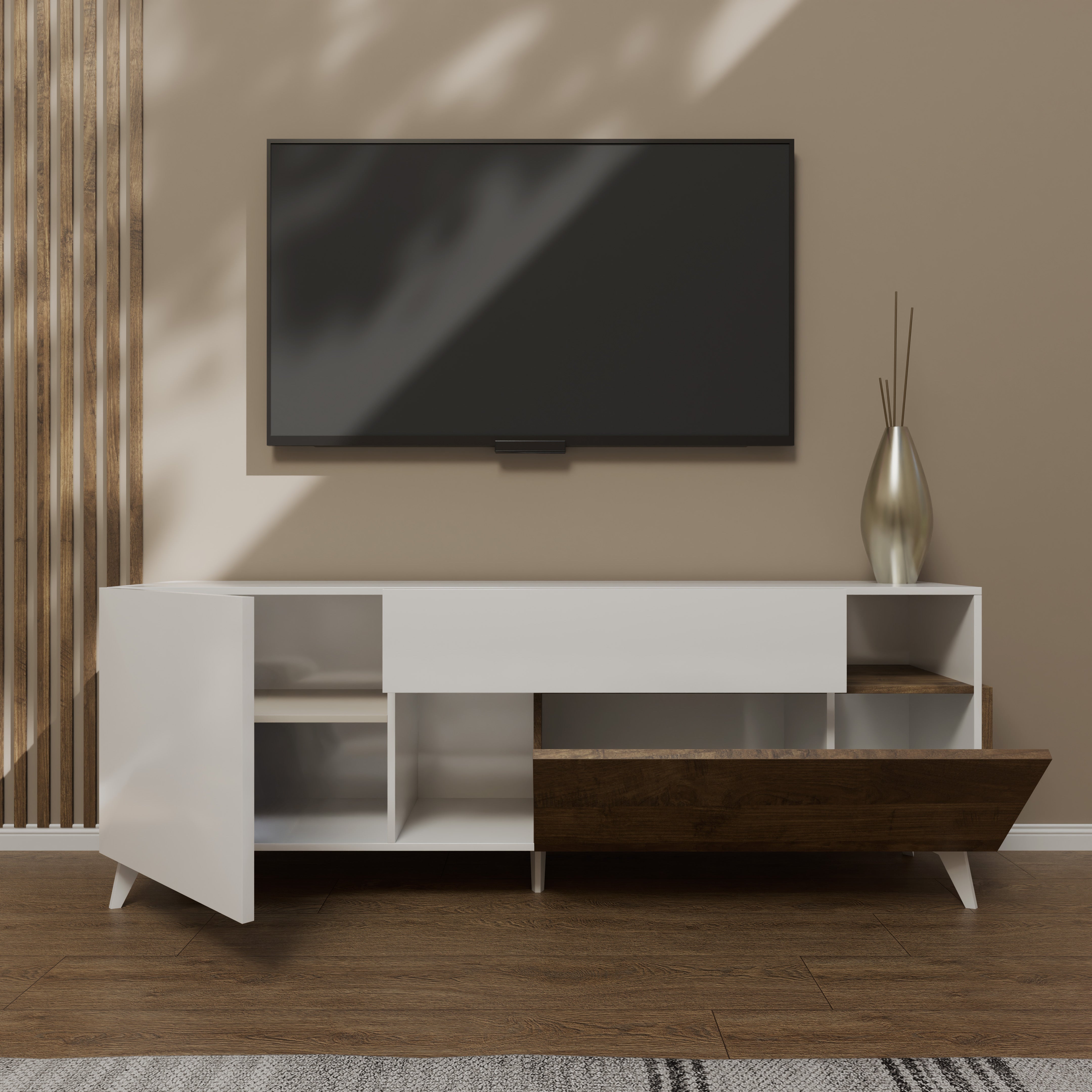 Porta TV NIZZA bianco lucido/mercure