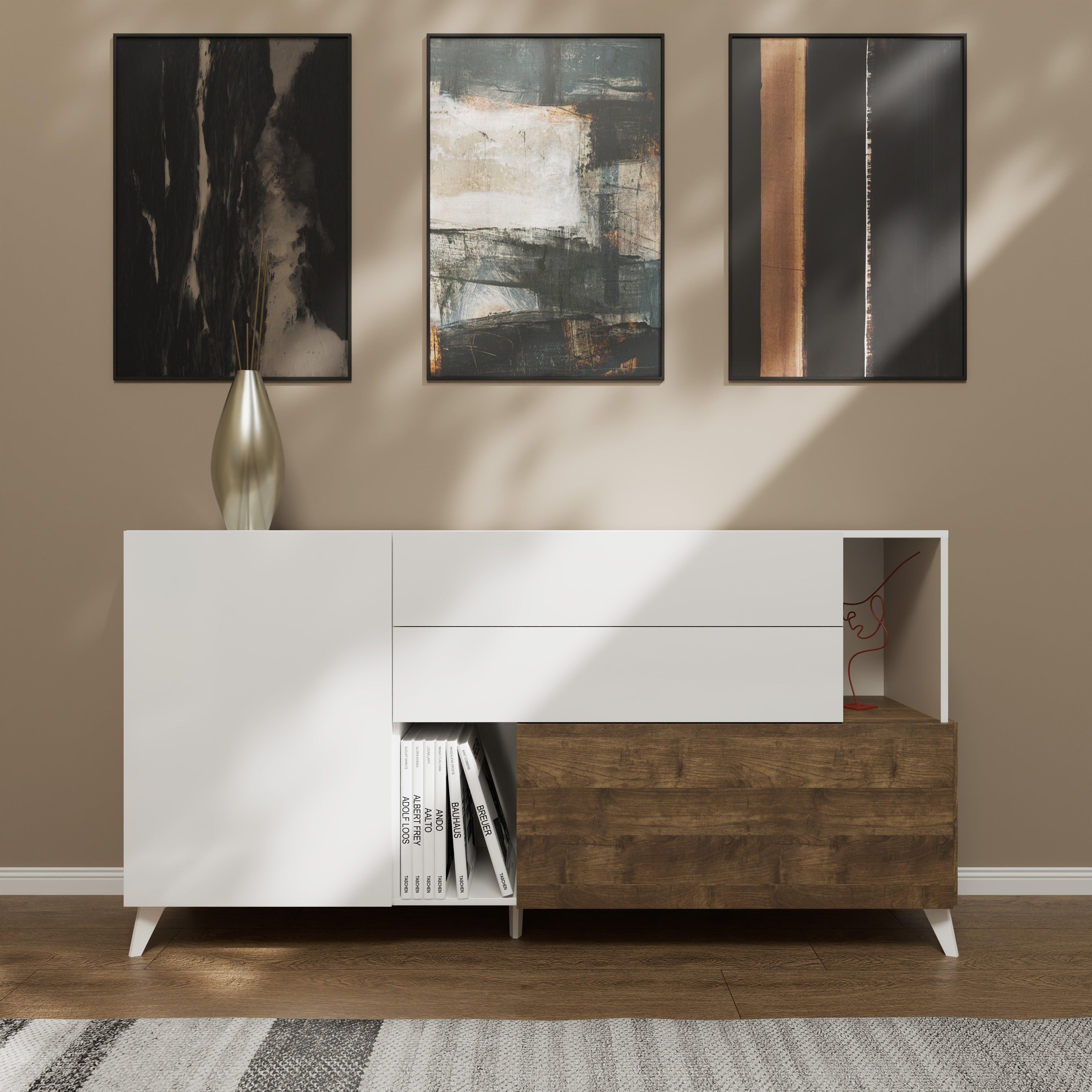 Buffet NIZZA bianco lucido/mercure