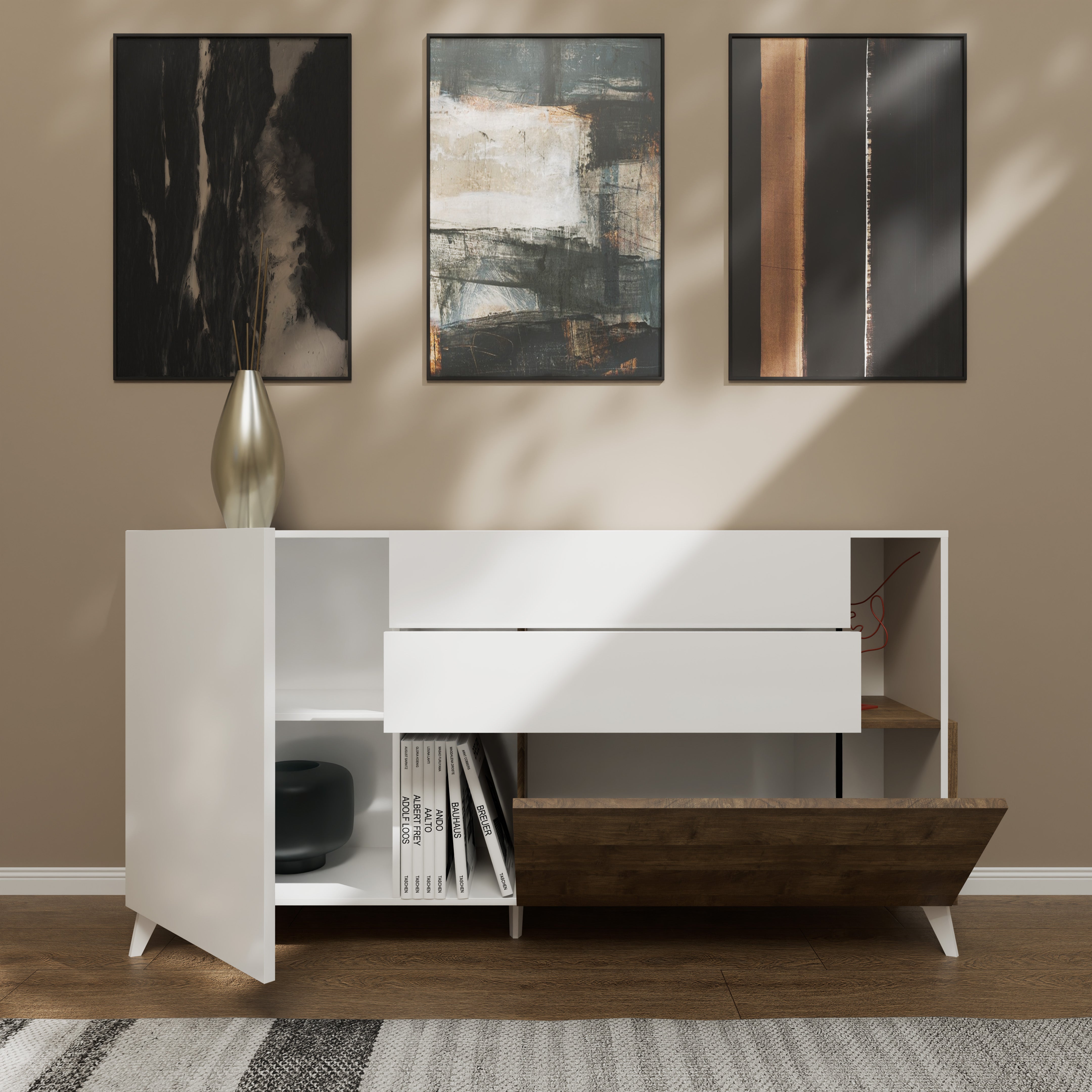 Buffet NIZZA bianco lucido/mercure