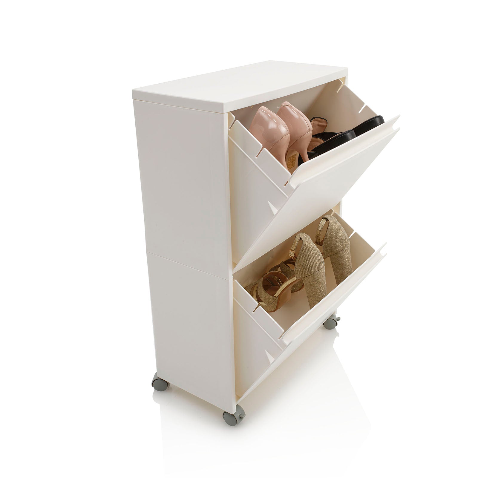 Scarpiera con ruote OSCAR-2 bianco