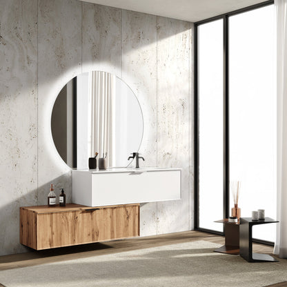 Composizione vasca DX CUPIDO-54 bianco/quercia