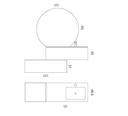 Composizione vasca DX CUPIDO-54 bianco/verde salvia