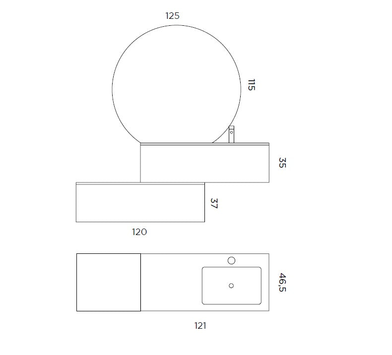 Composizione vasca DX CUPIDO-54 tortora/quercia