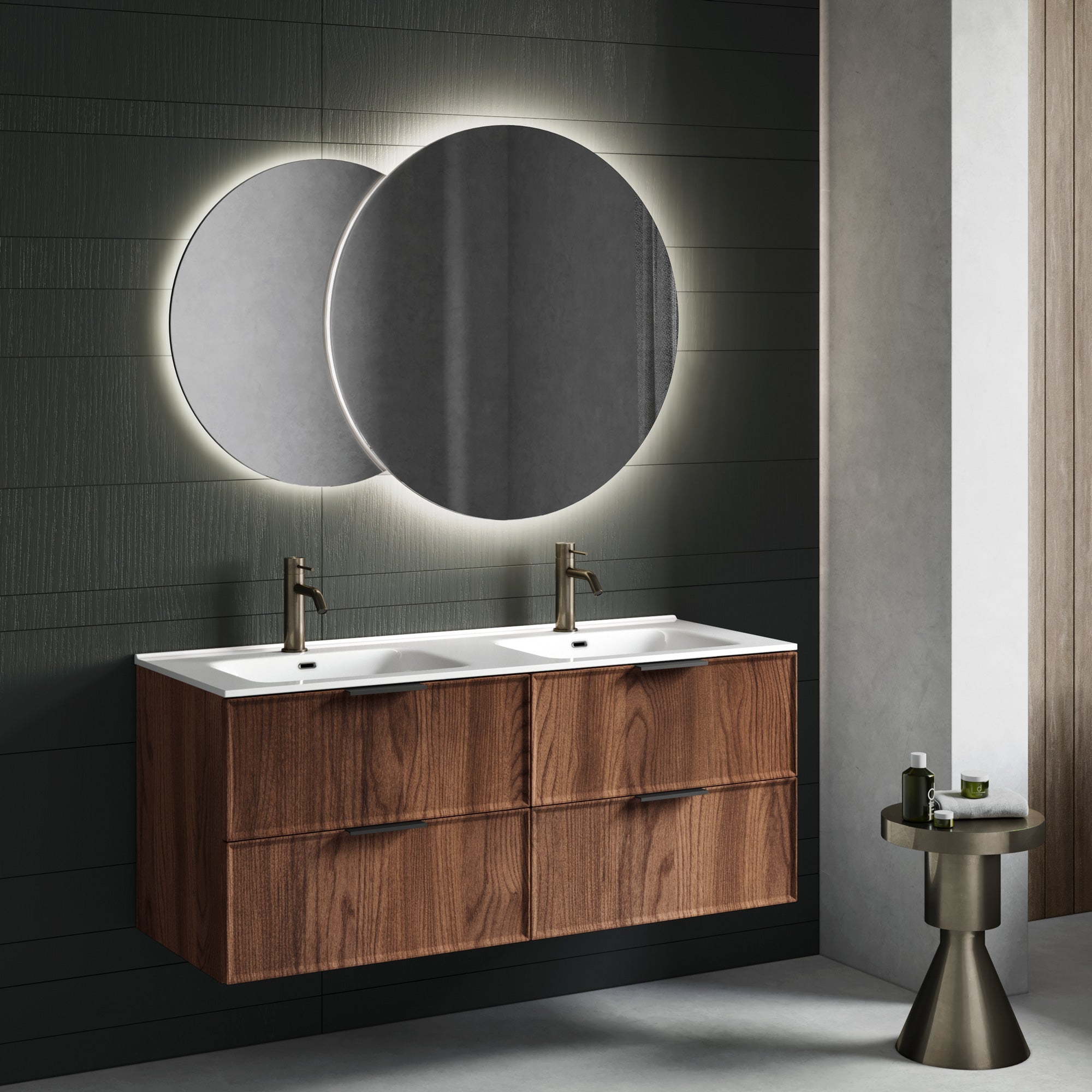 Composizione doppia vasca CUPIDO-61 rovere rio