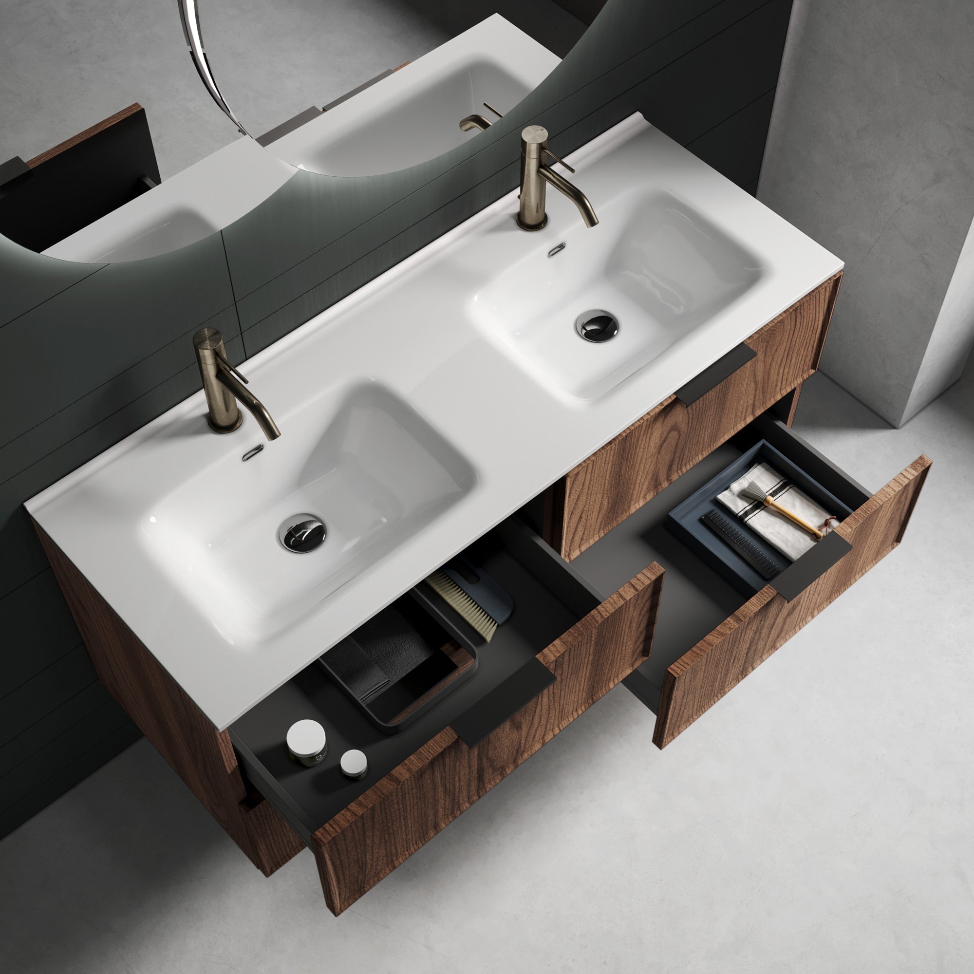 Composizione doppia vasca CUPIDO-61 rovere rio