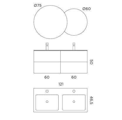Composizione doppia vasca CUPIDO-61 azzurro tiffany