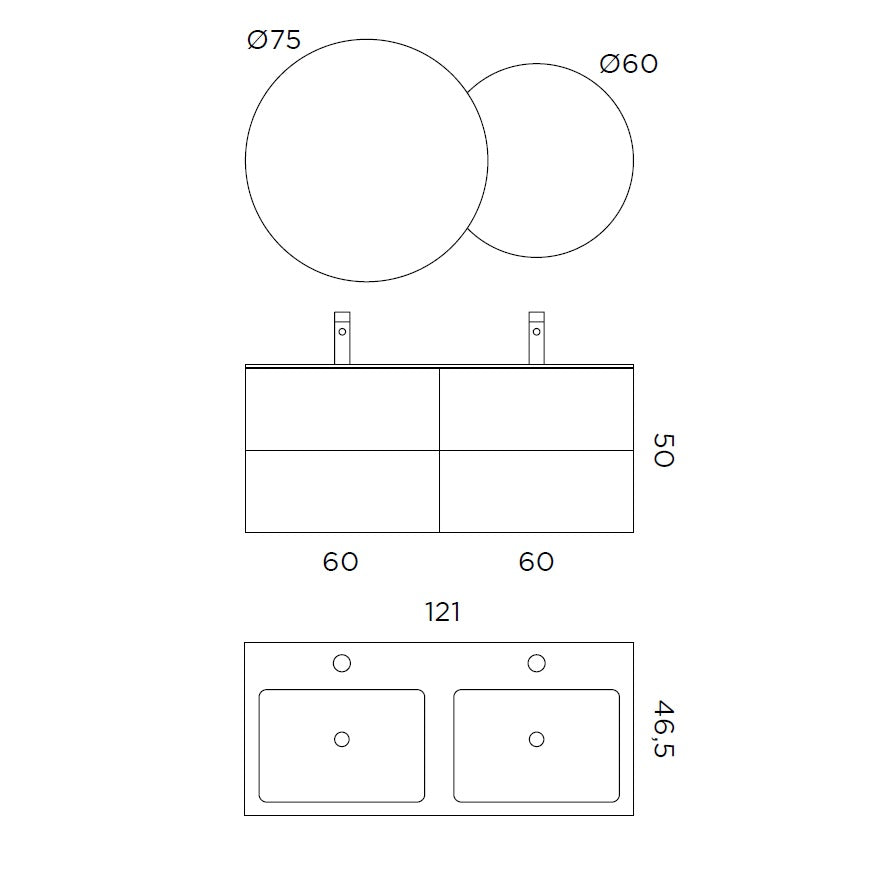 Composizione doppia vasca CUPIDO-61 azzurro tiffany