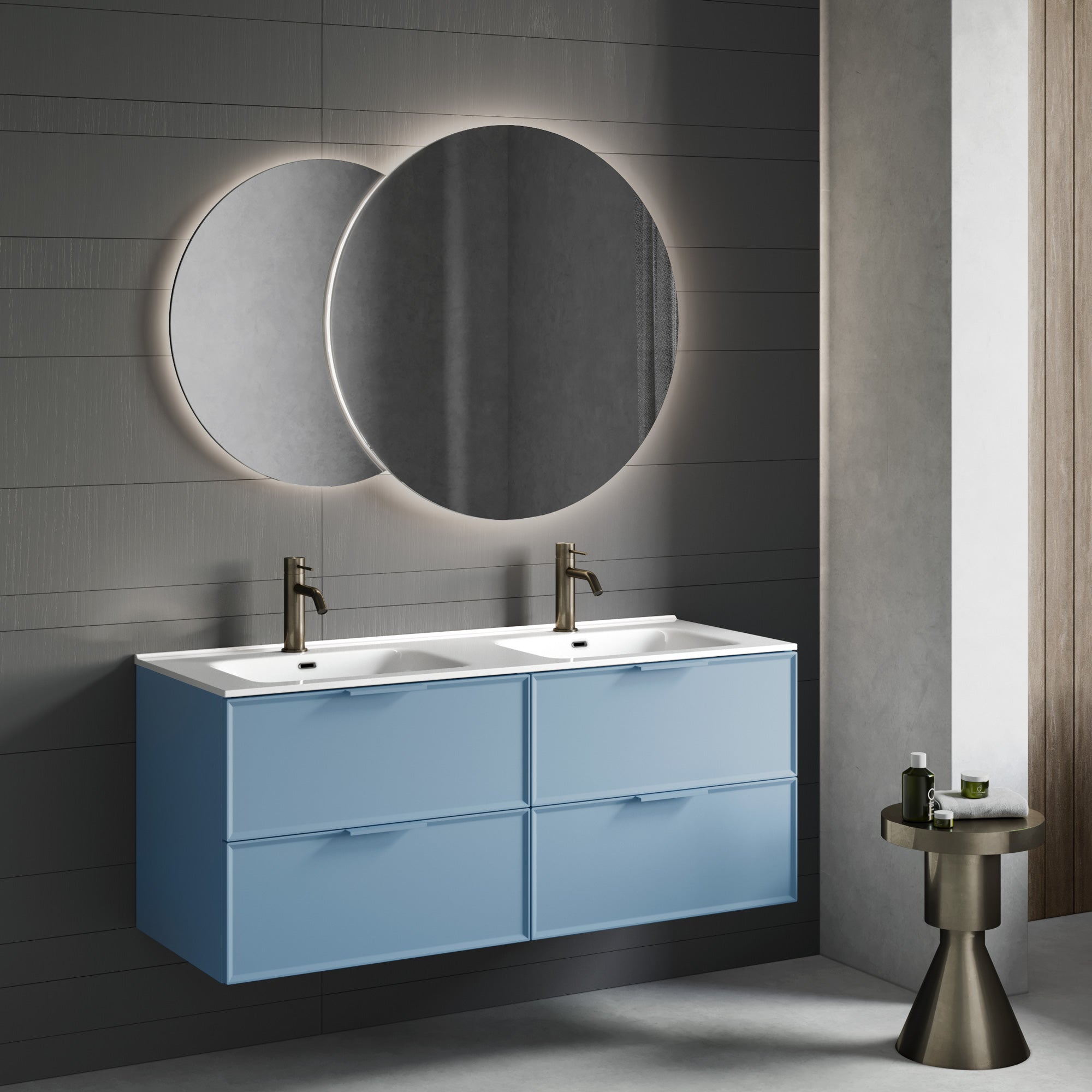 Composizione doppia vasca CUPIDO-61 azzurro tiffany