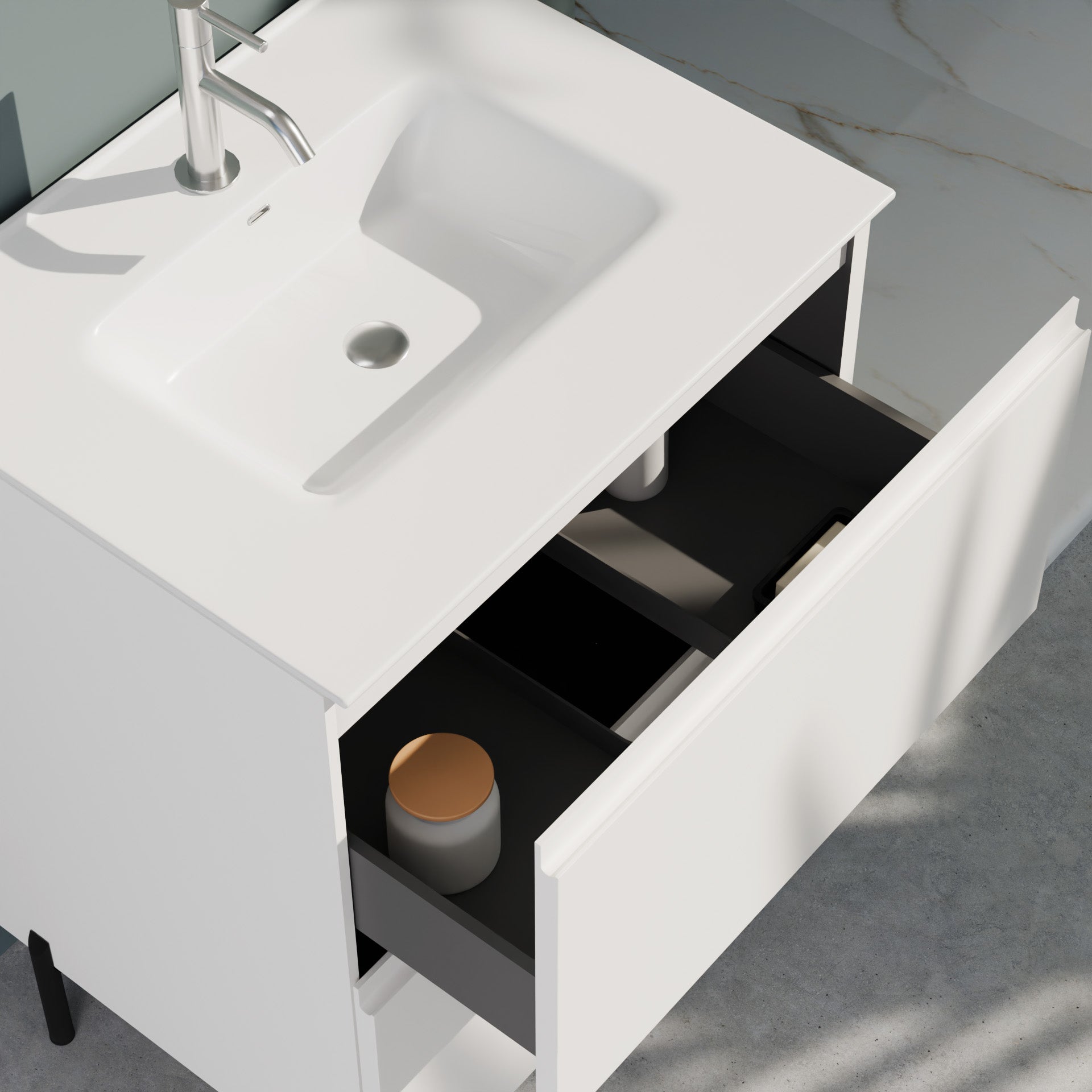 Composizione a terra GALILEO-72 bianco opaco