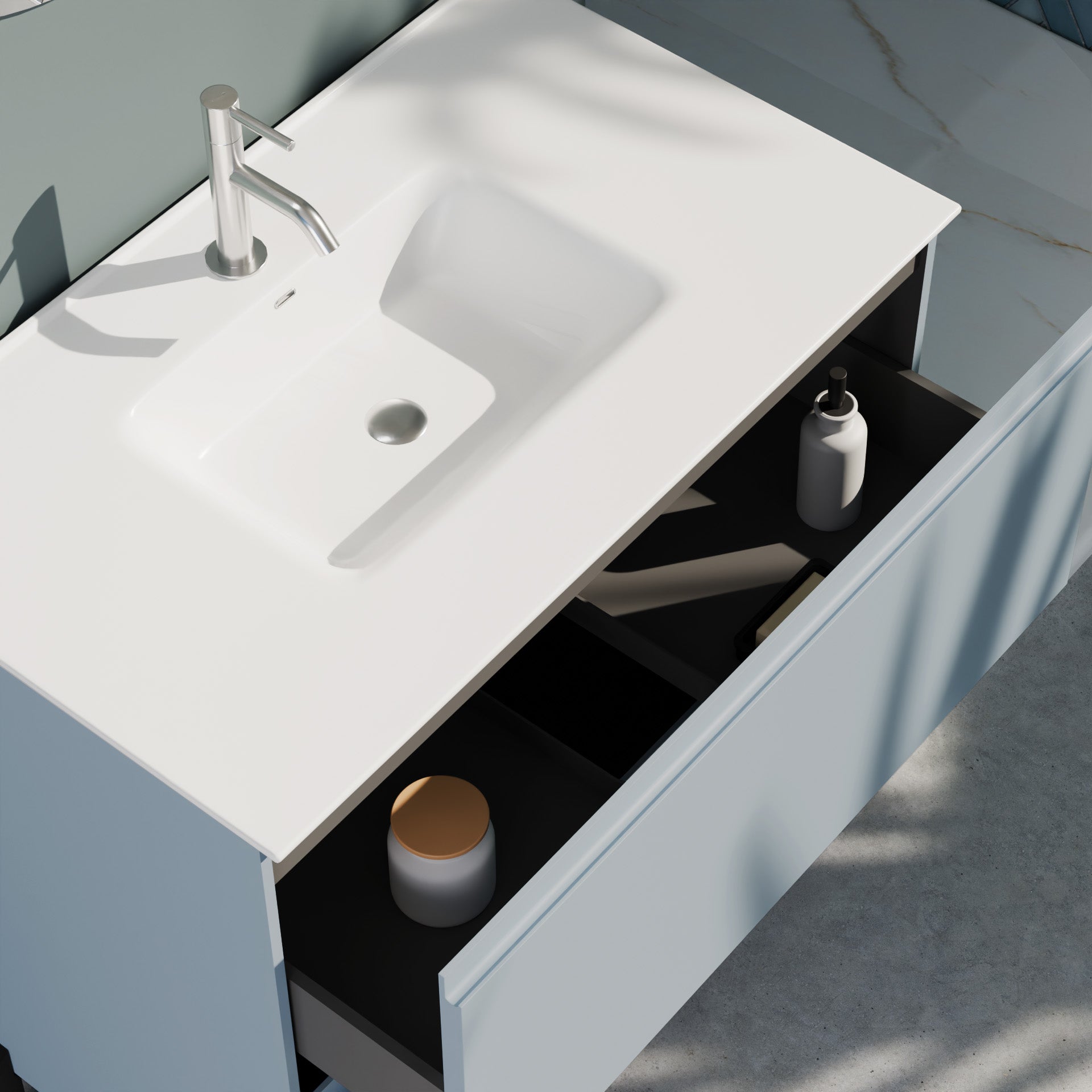 Composizione a terra GALILEO-73 azzurro tiffany