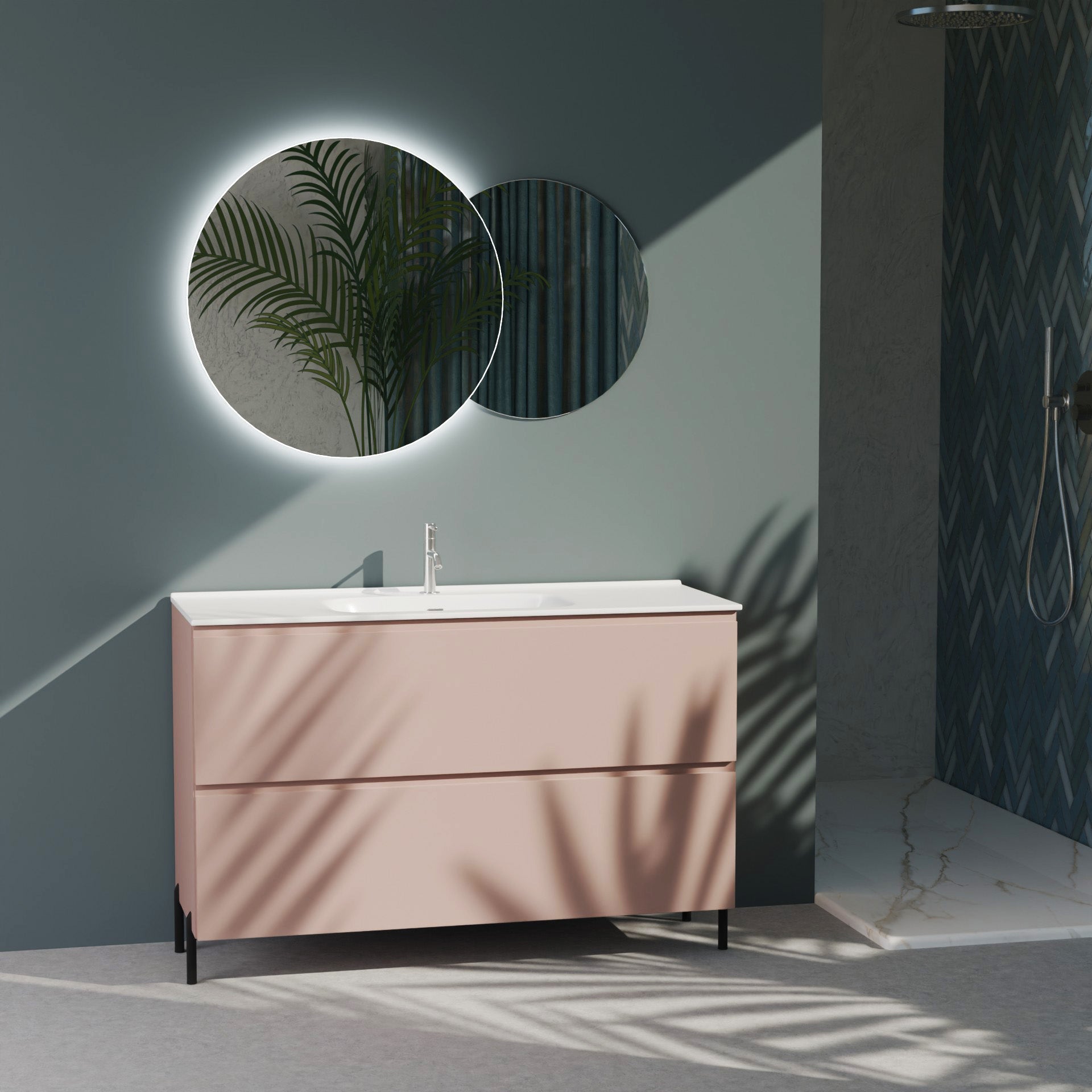 Composizione a terra GALILEO-75 rosa cipria