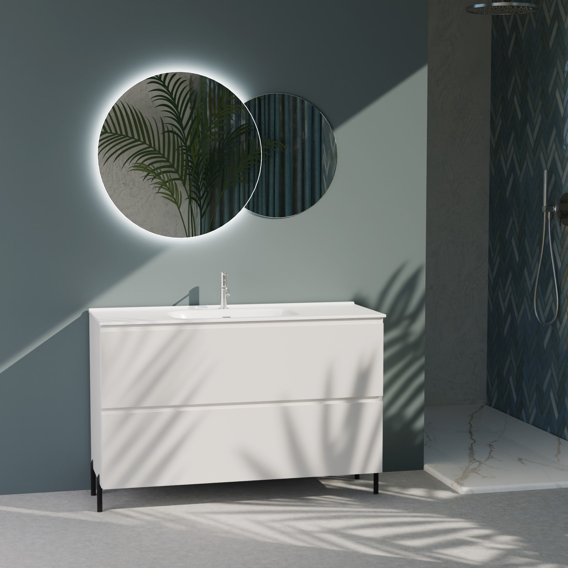 Composizione a terra GALILEO-75 bianco opaco