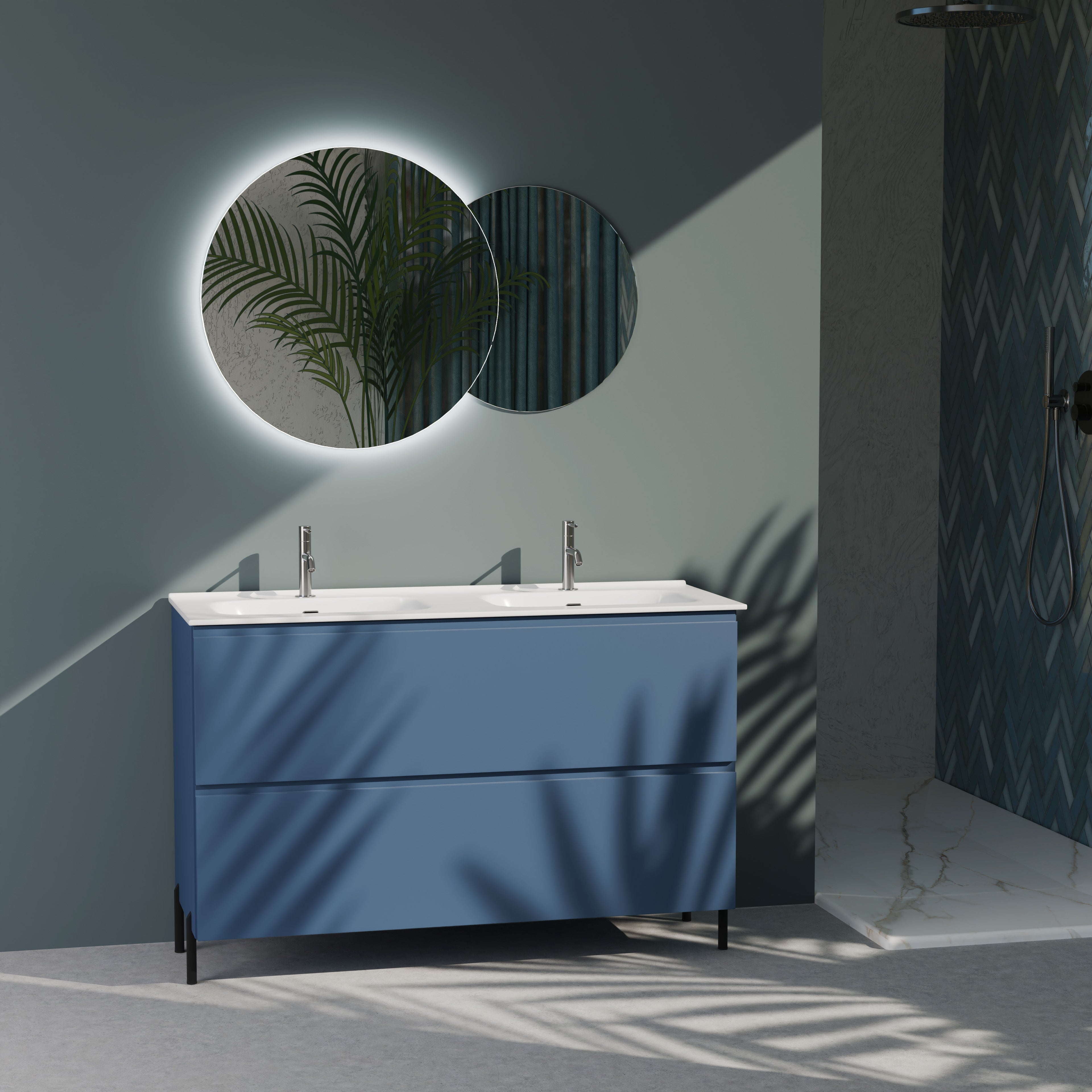 Composizione a terra doppia vasca GALILEO-76 blu