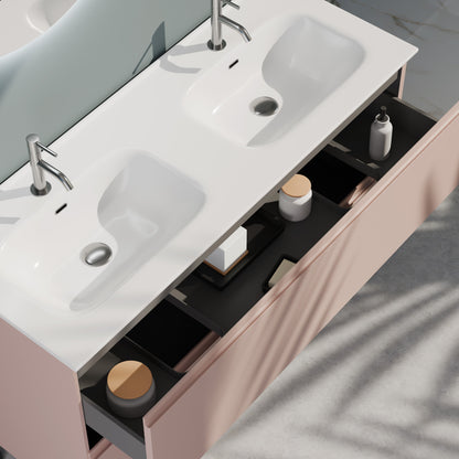 Composizione a terra doppia vasca GALILEO-76 rosa cipria