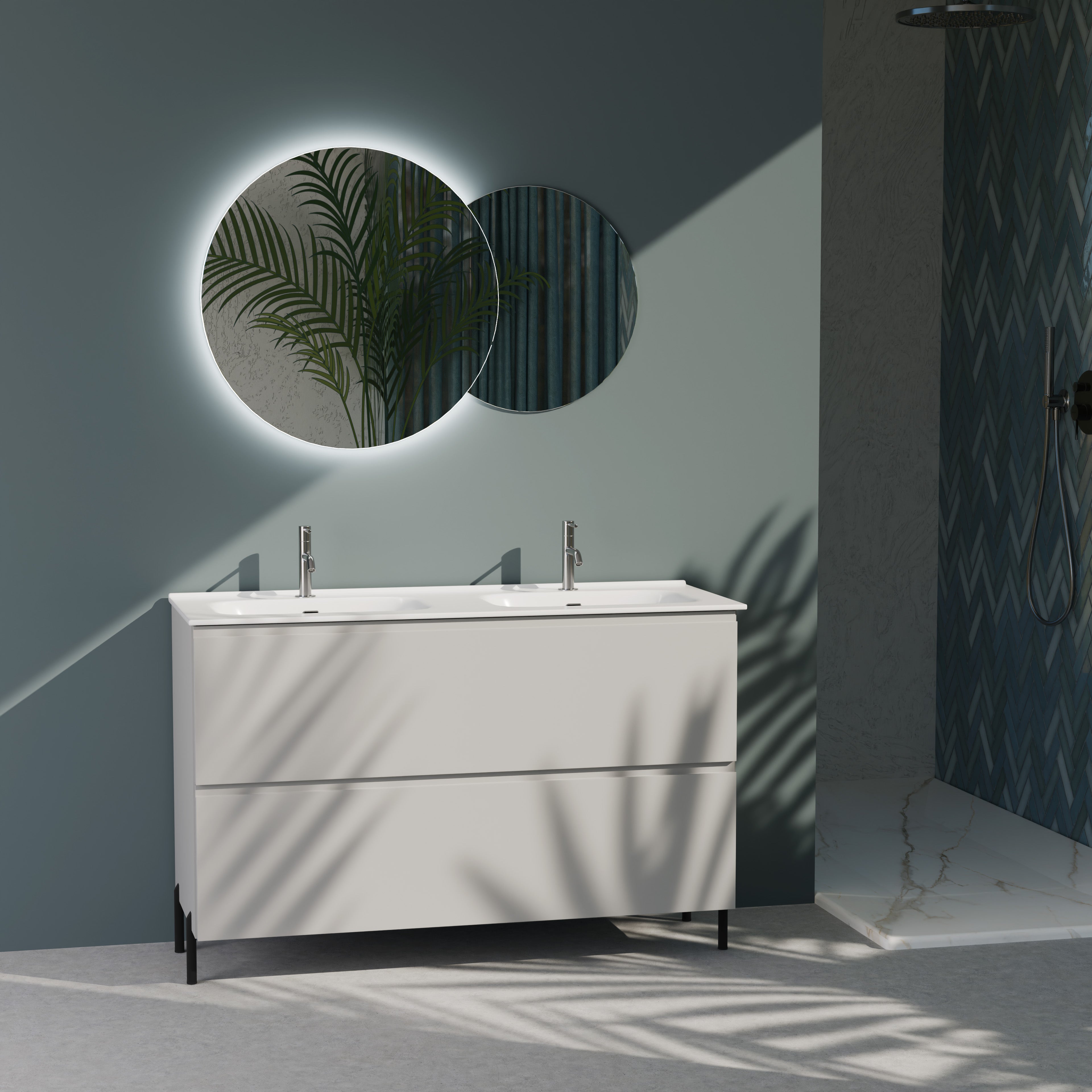 Composizione a terra doppia vasca GALILEO-76 grigio opaco