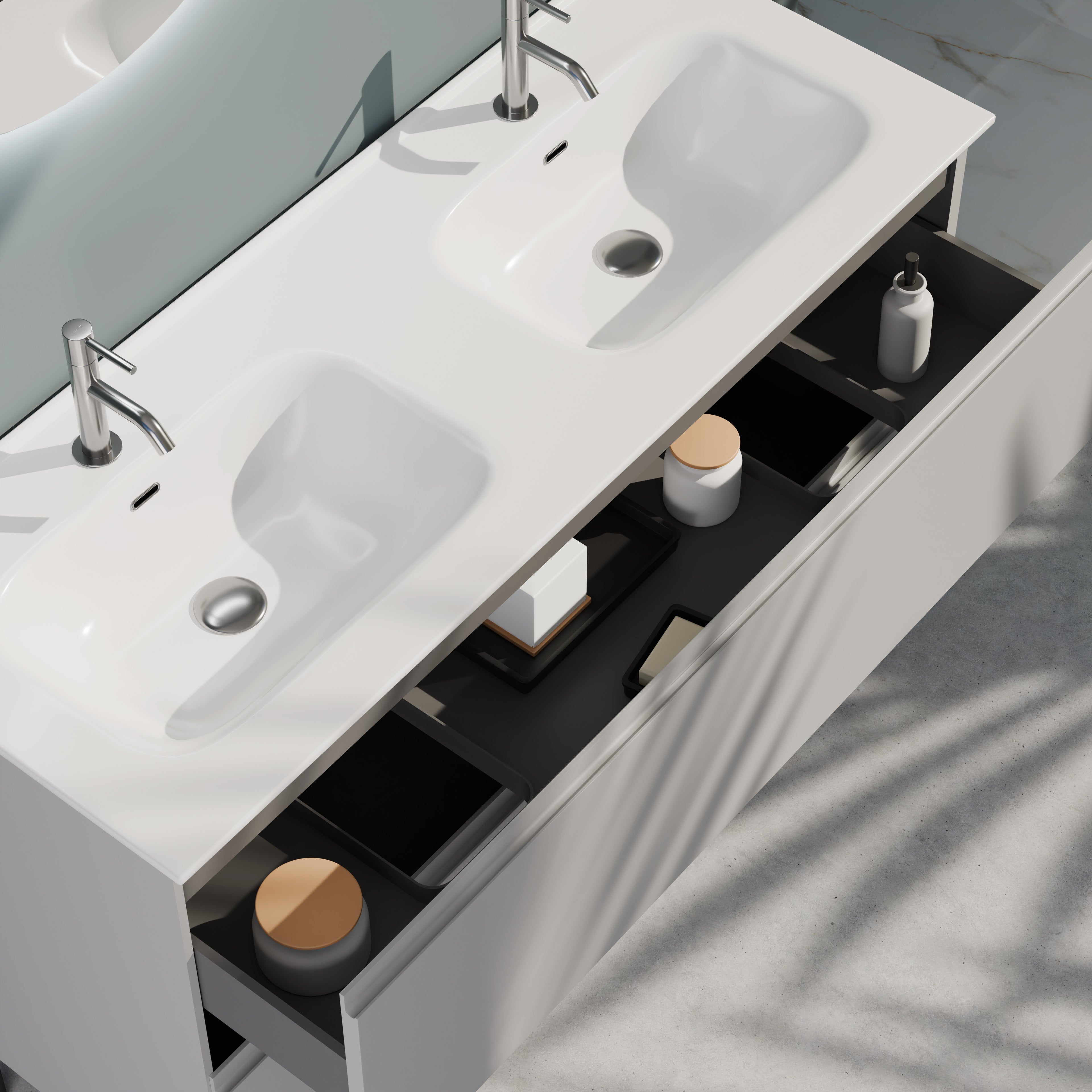 Composizione a terra doppia vasca GALILEO-76 grigio opaco