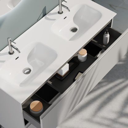 Composizione a terra doppia vasca GALILEO-76 grigio opaco