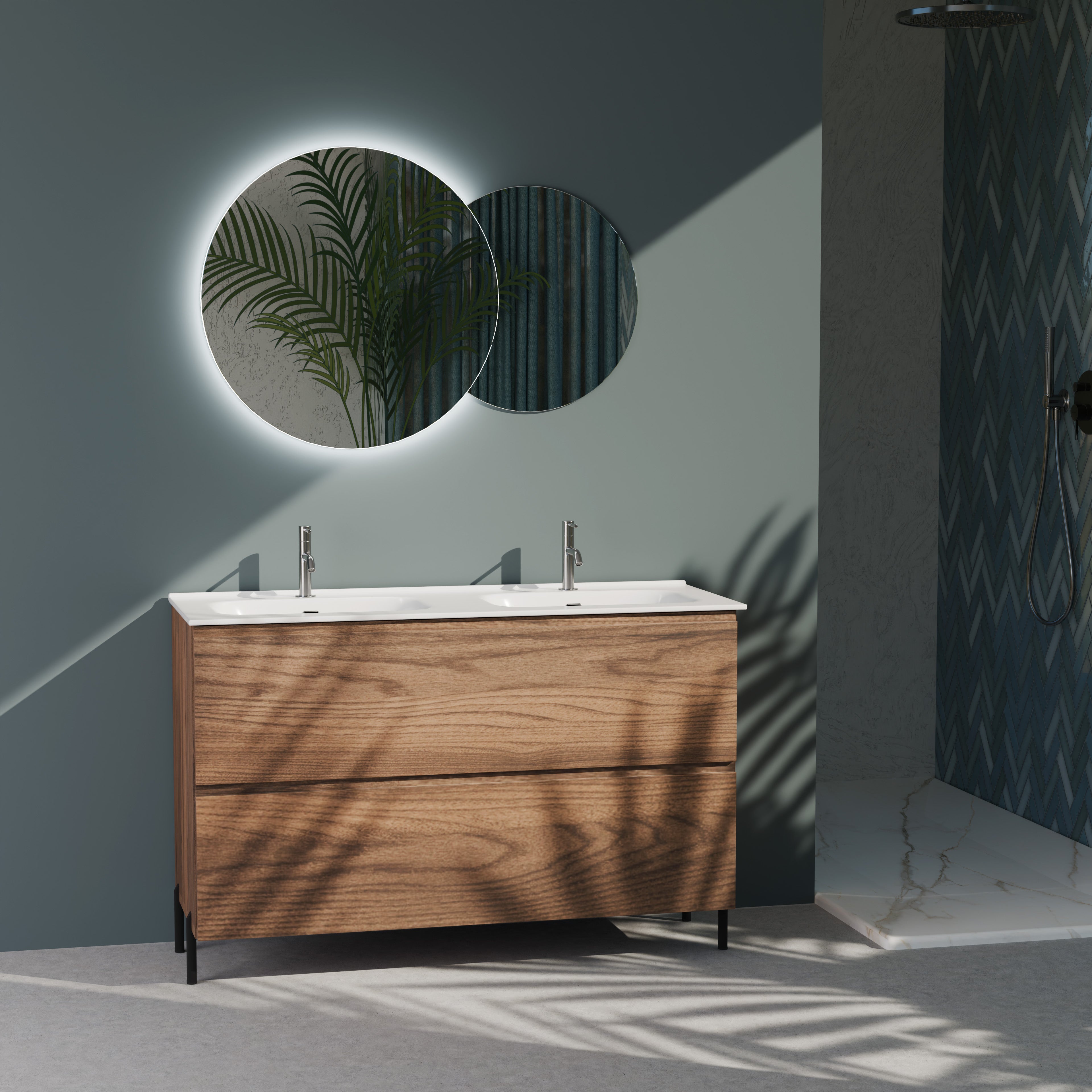 Composizione a terra doppia vasca GALILEO-76 rovere rio