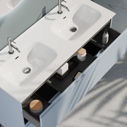 Composizione a terra doppia vasca GALILEO-76 azzurro tiffany