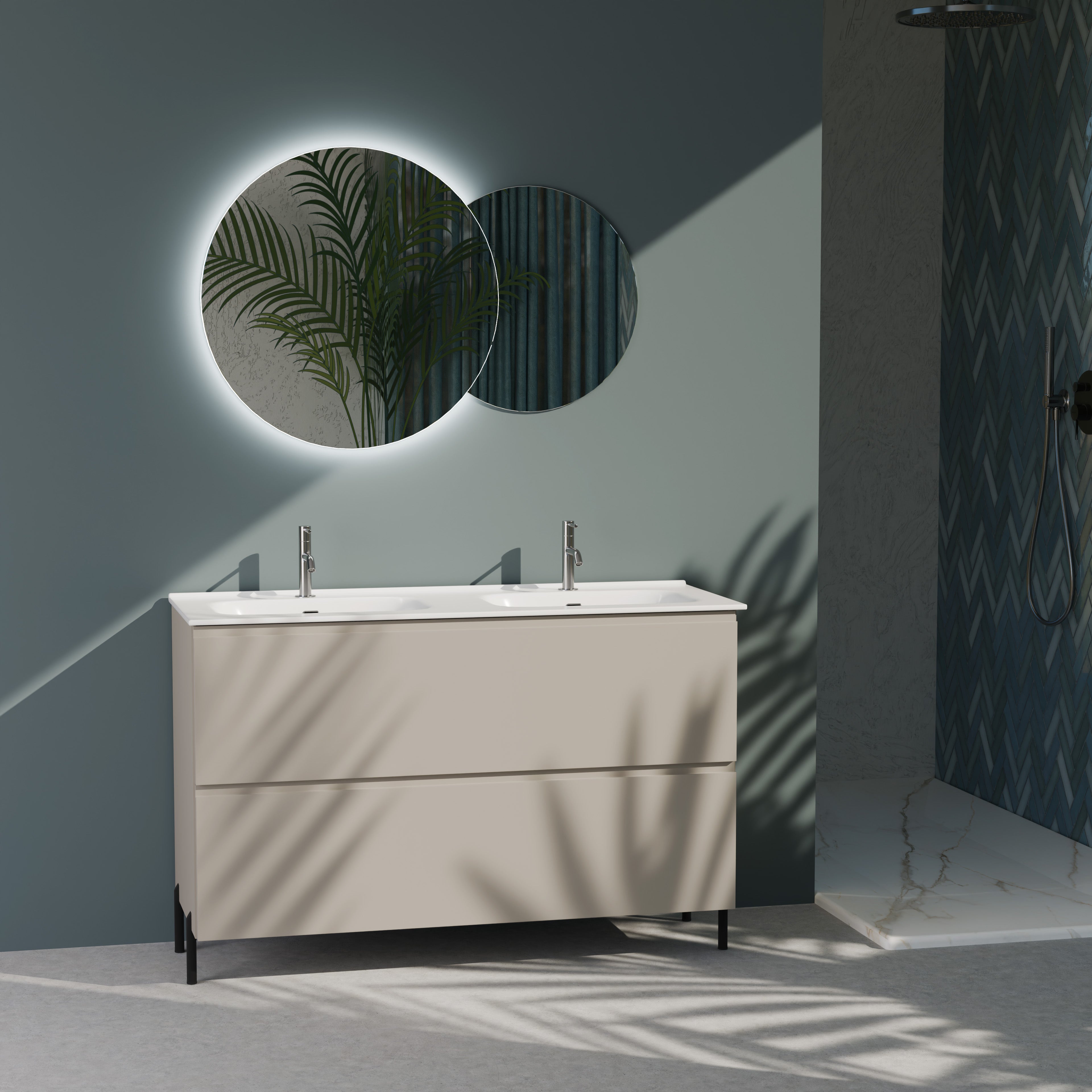 Composizione a terra doppia vasca GALILEO-76 tortora