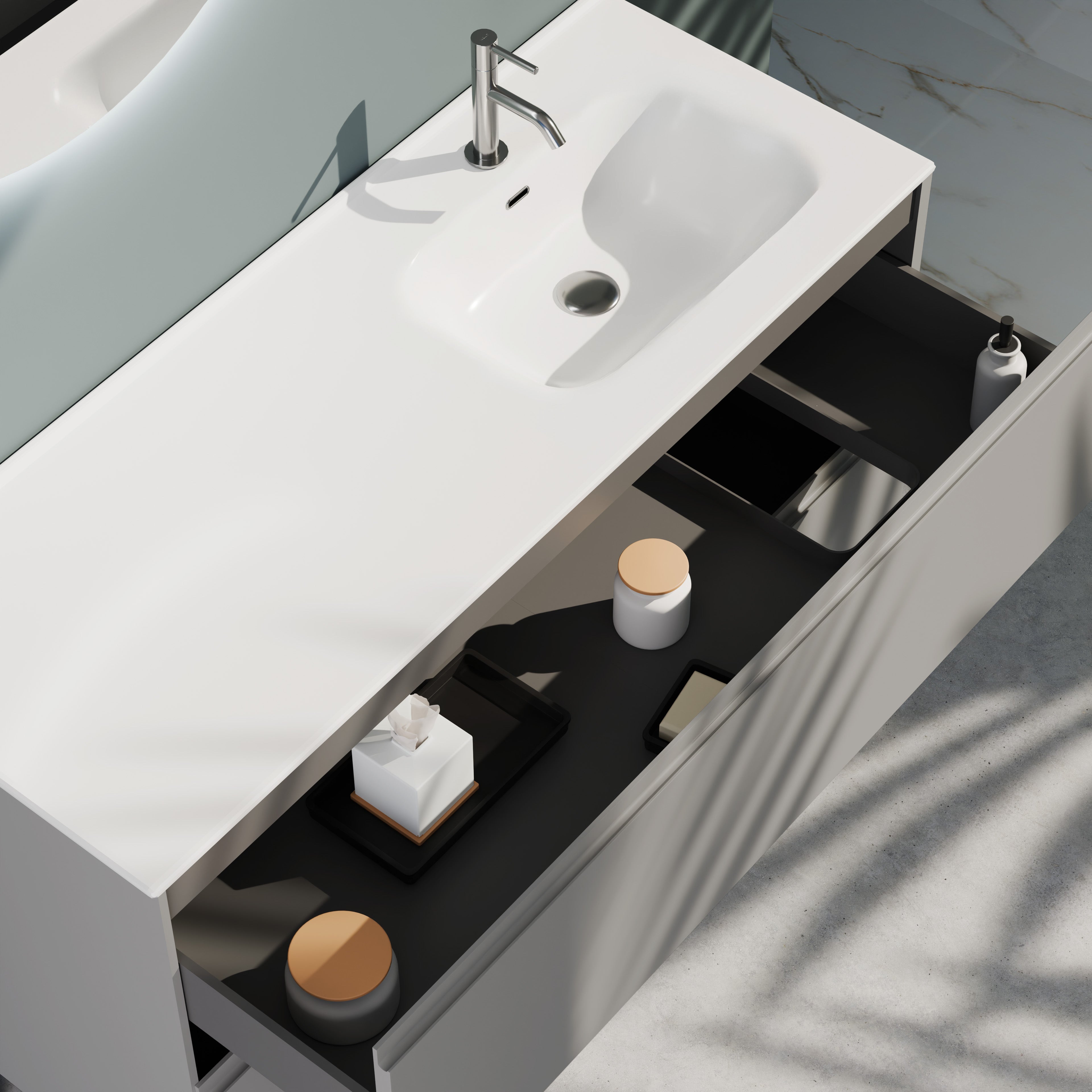 Composizione a terra vasca DX GALILEO-77 grigio opaco