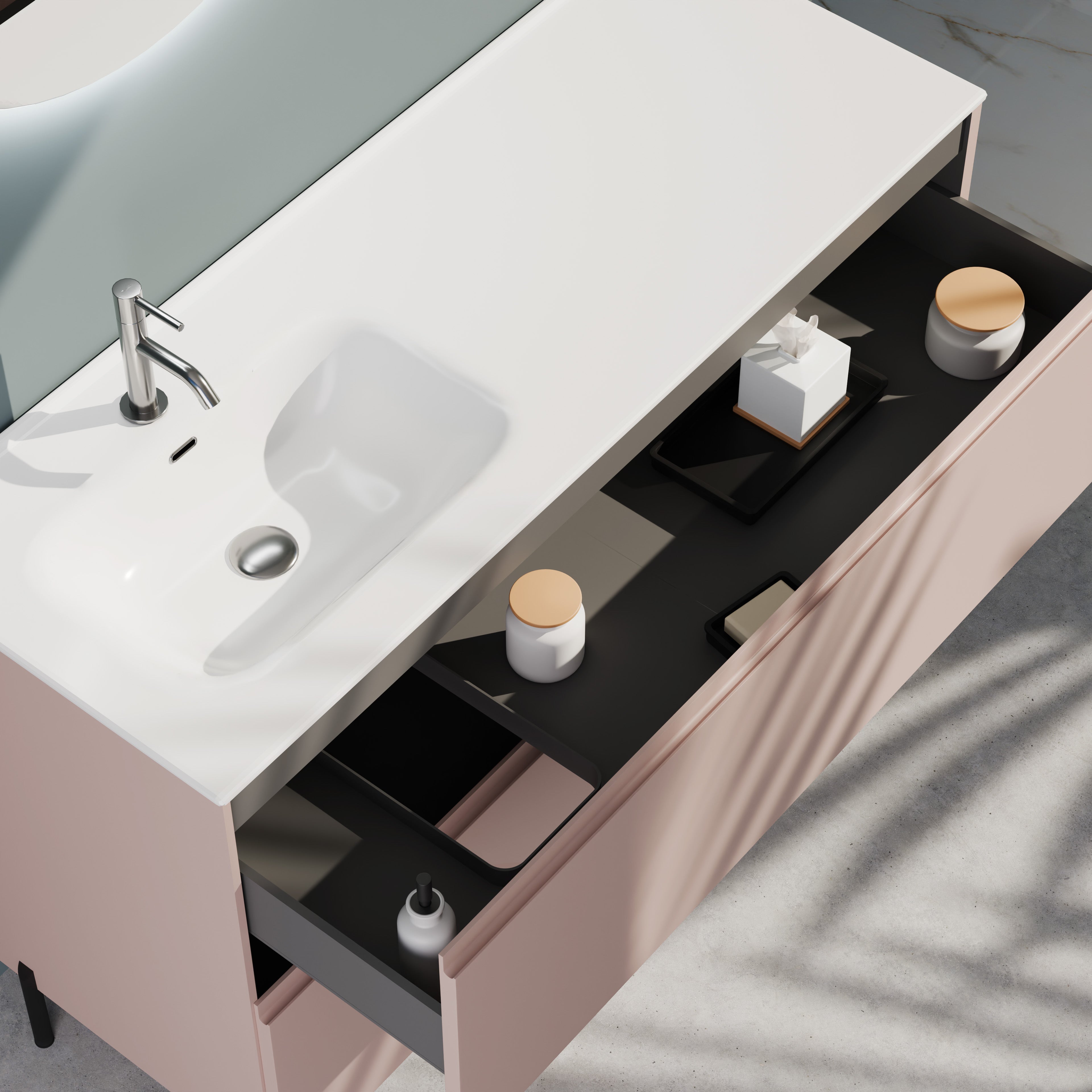 Composizione a terra vasca SX GALILEO-78 rosa cipria