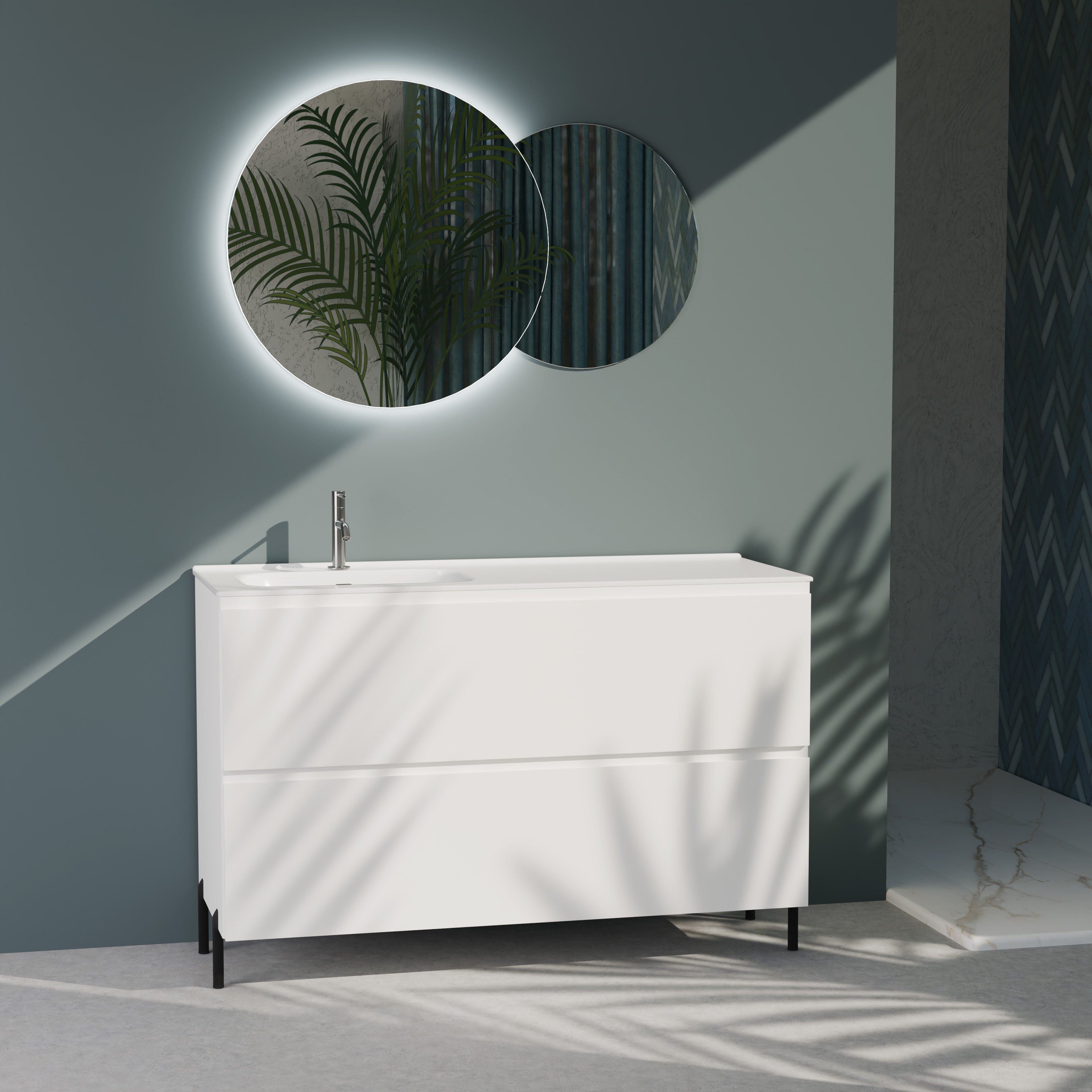 Composizione a terra vasca SX GALILEO-78 bianco opaco