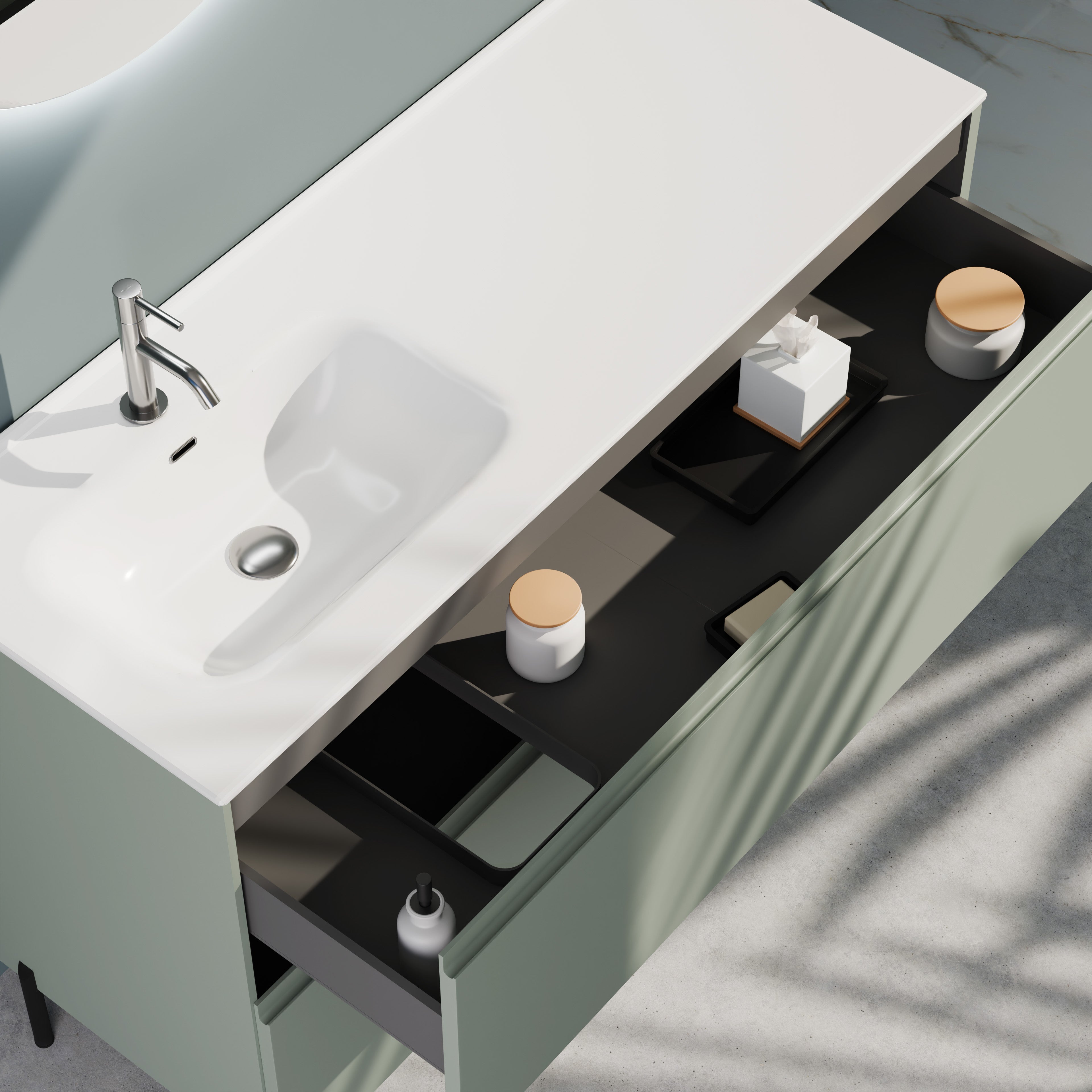 Composizione a terra vasca SX GALILEO-78 verde salvia