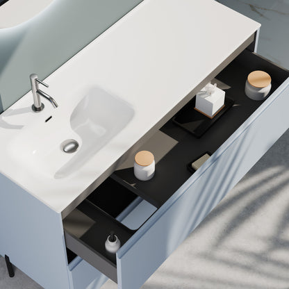 Composizione a terra vasca SX GALILEO-78 azzurro tiffany