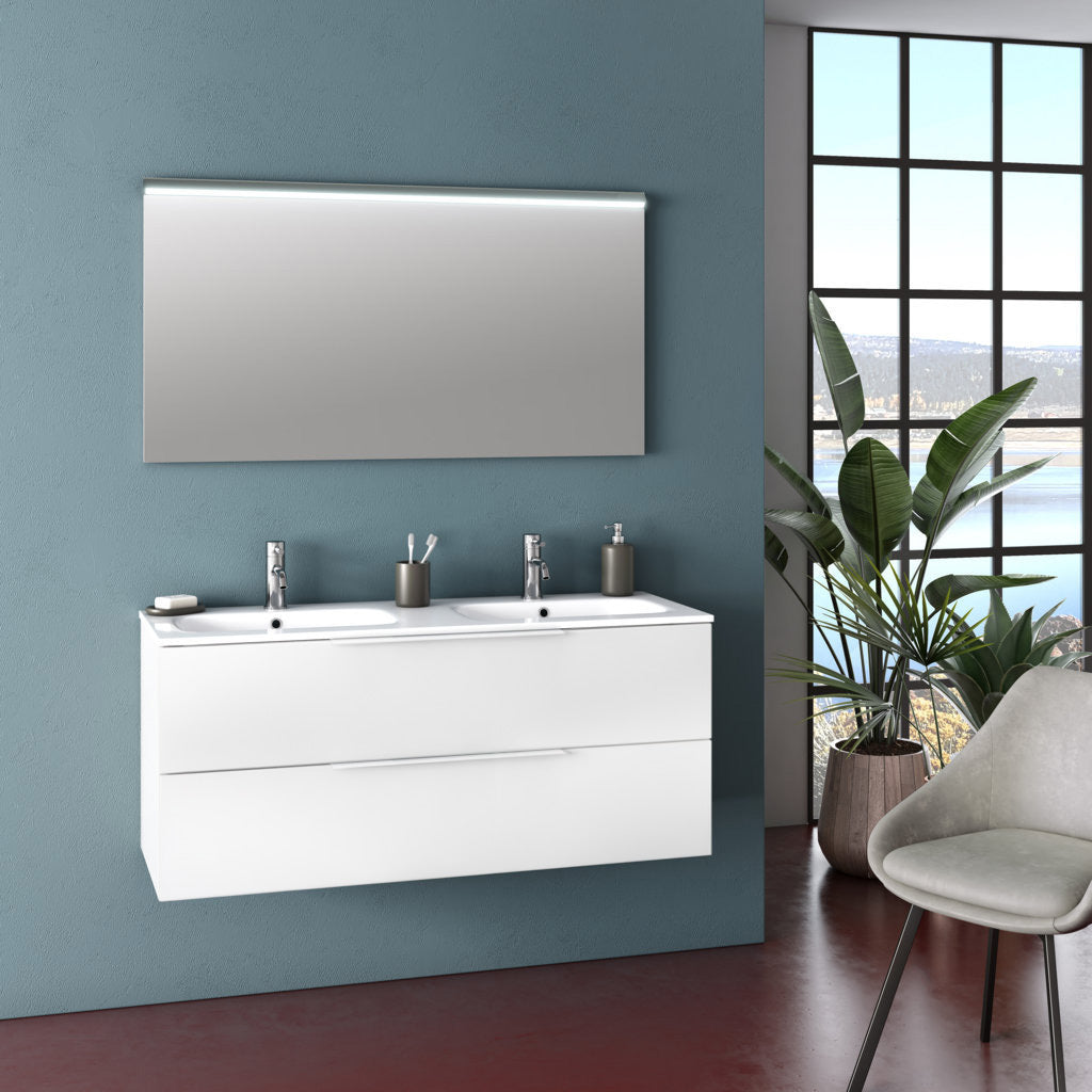 Composizione doppia vasca MALMO bianco opaco