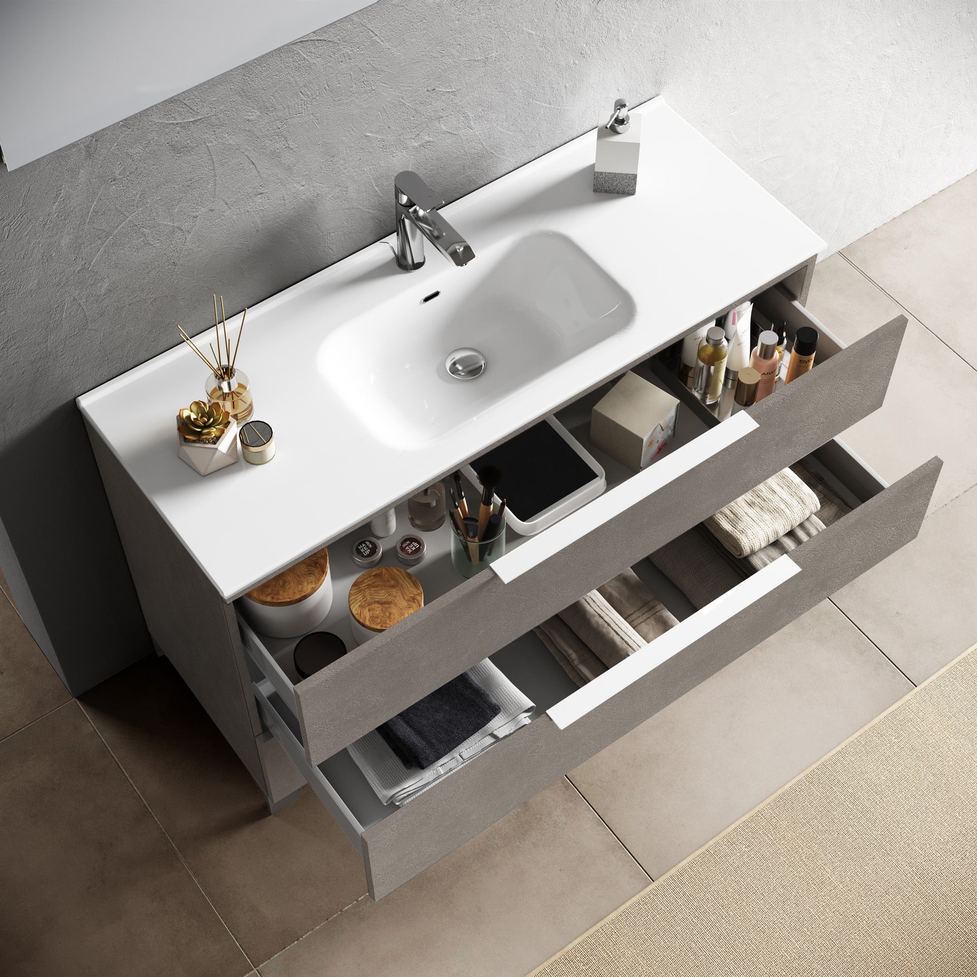 Composizione vasca DX MALMO avana pietra