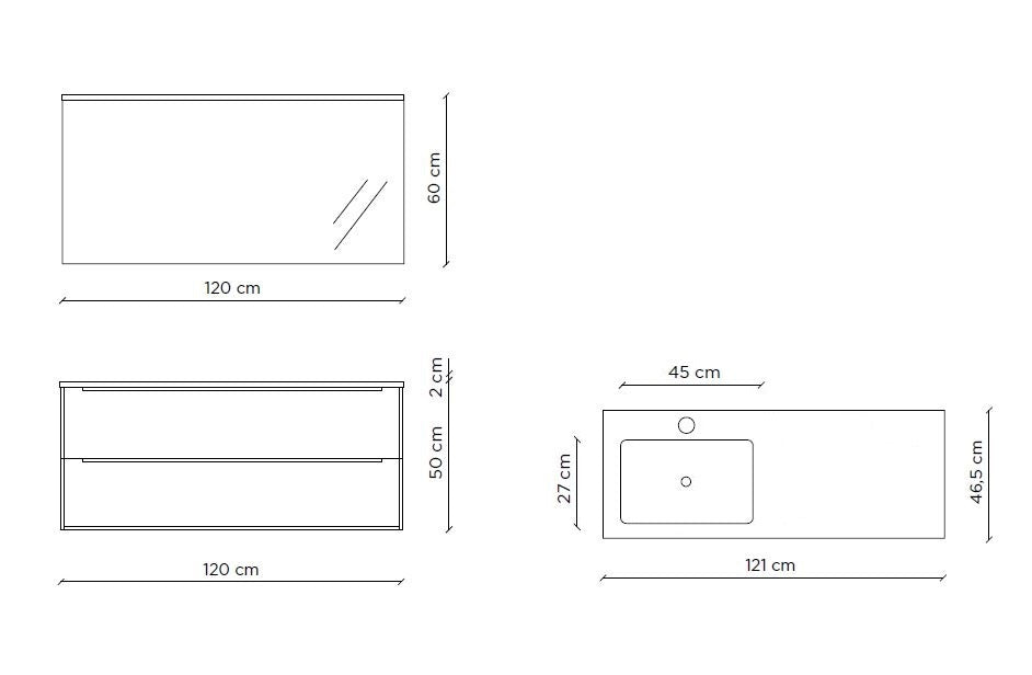 Composizione vasca SX MALMO avana pietra