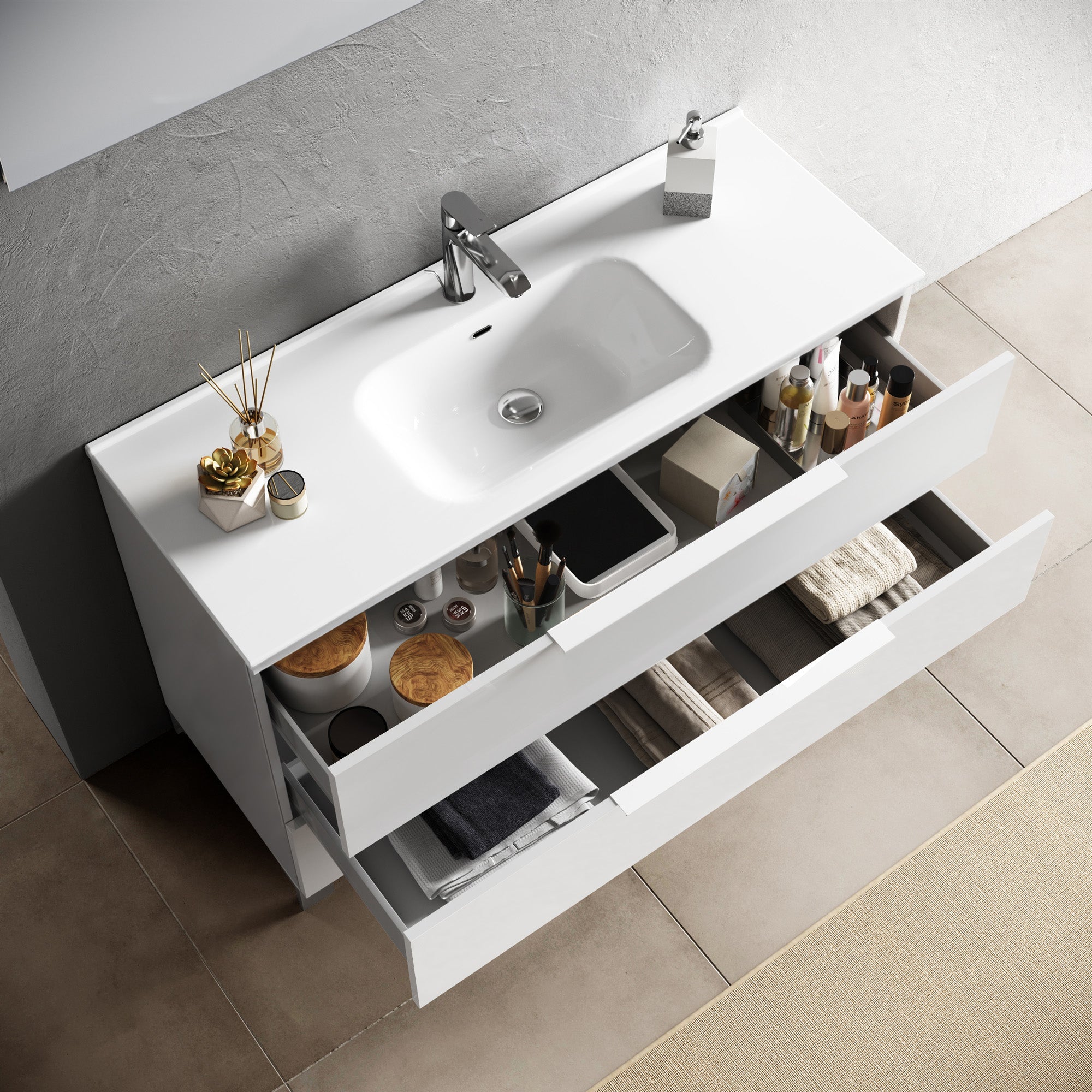 Composizione vasca SX MALMO bianco opaco