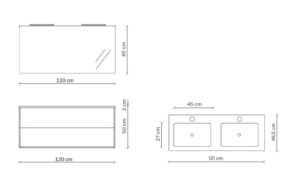 Composizione doppia vasca AGO bianco opaco