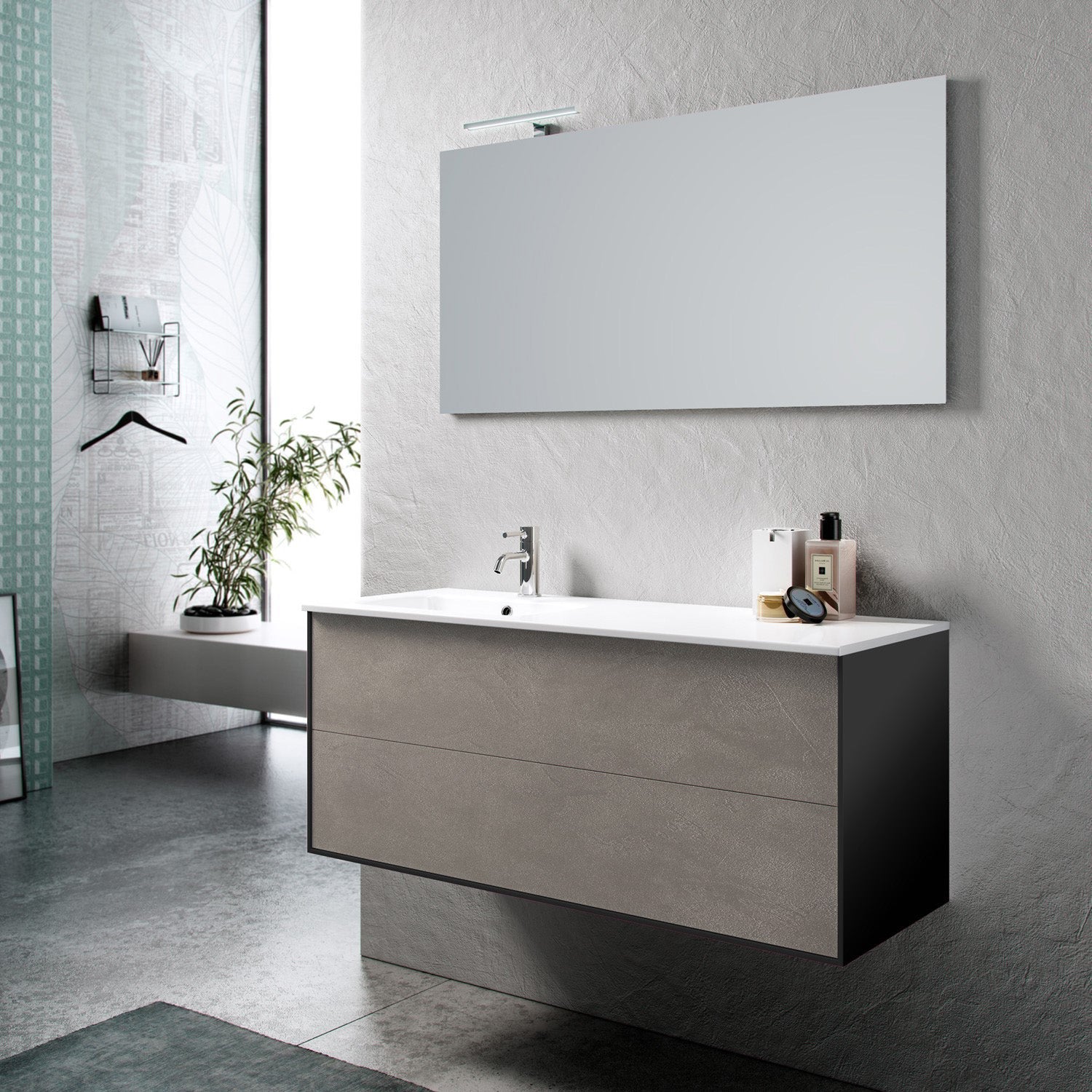 Composizione vasca SX AGO avana pietra