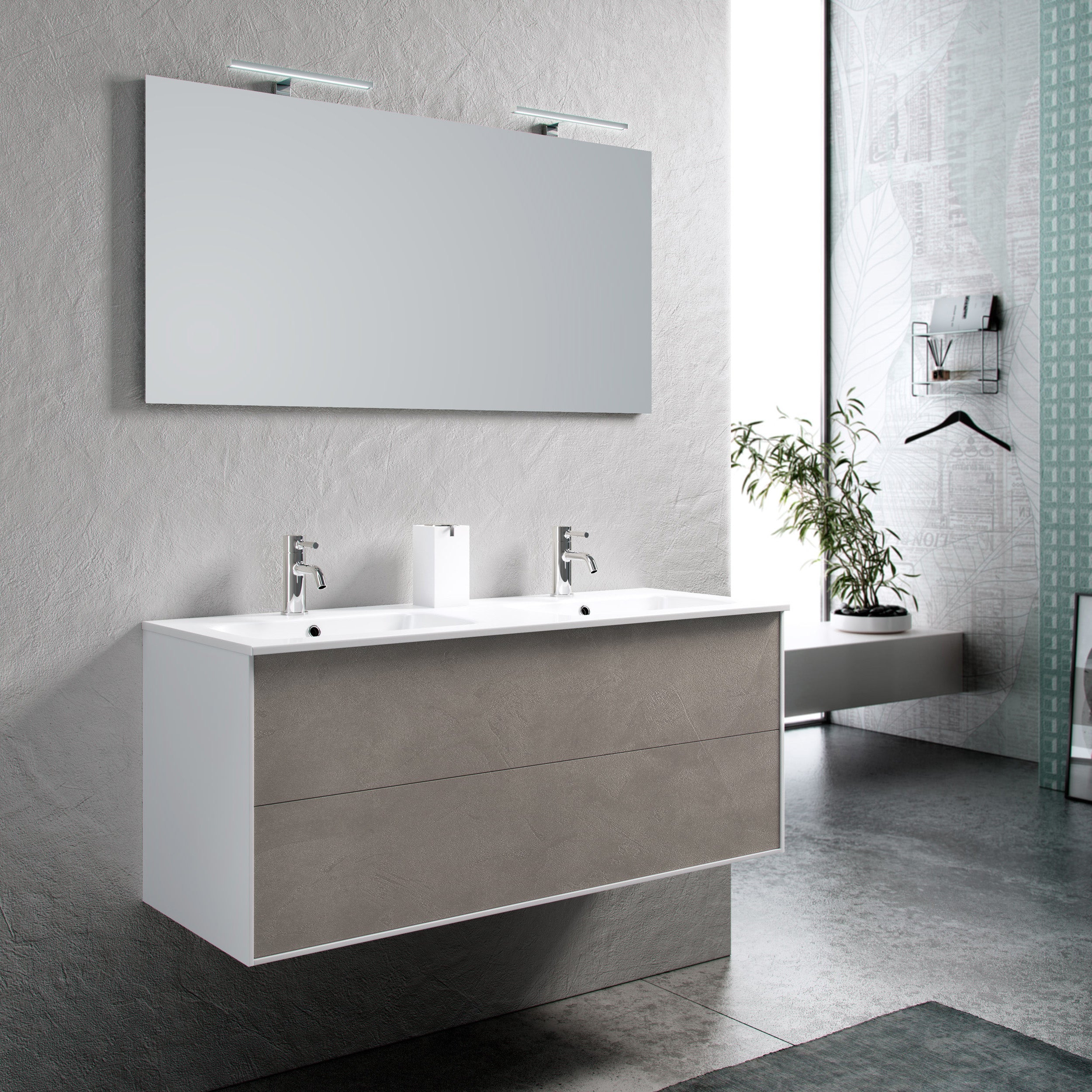 Composizione doppia vasca AGO avana pietra