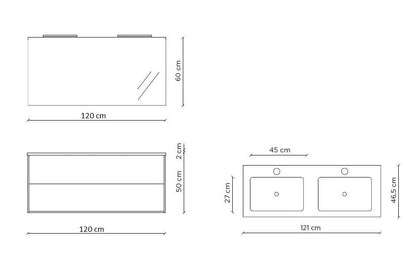 Composizione doppia vasca AGO bianco opaco