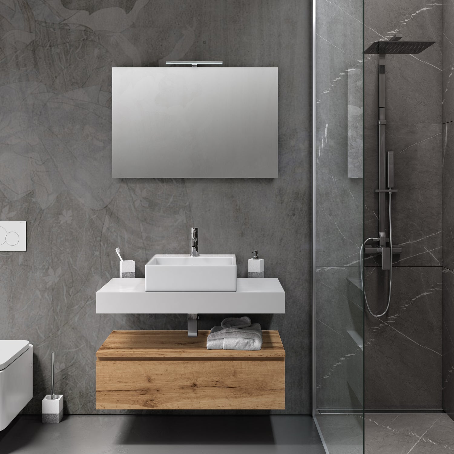 Composizione YOKA-02 bianco/quercia