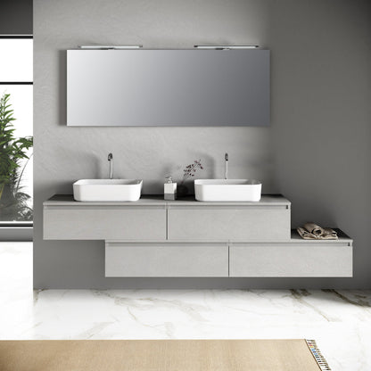 Composizione doppio lavabo YOKA-16 bianco pietra