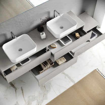 Composizione doppio lavabo YOKA-16 bianco pietra