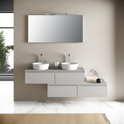 Composizione doppio lavabo YOKA-17 bianco pietra