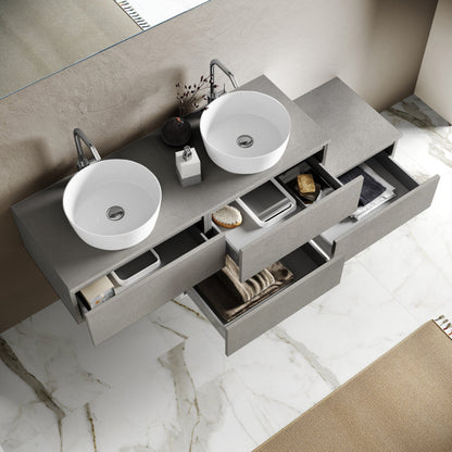 Composizione doppio lavabo YOKA-17 bianco pietra