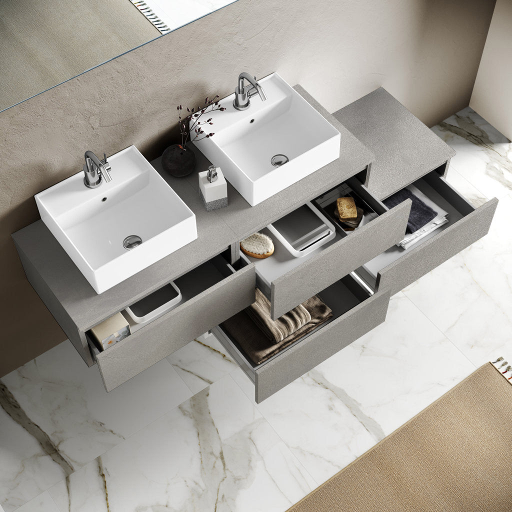 Composizione doppio lavabo YOKA-20 bianco pietra