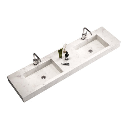 Composizione doppio lavabo YOKA-22 marmo carrara/bianco pietra