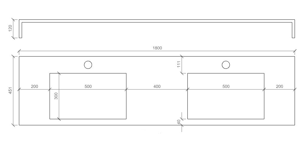 Composizione doppio lavabo YOKA-22 corten/bianco pietra