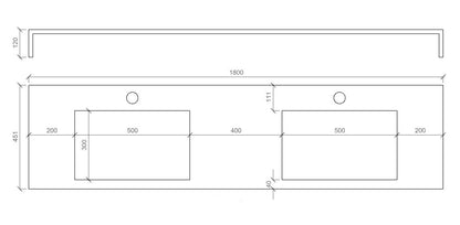 Composizione doppio lavabo YOKA-22 corten/bianco pietra