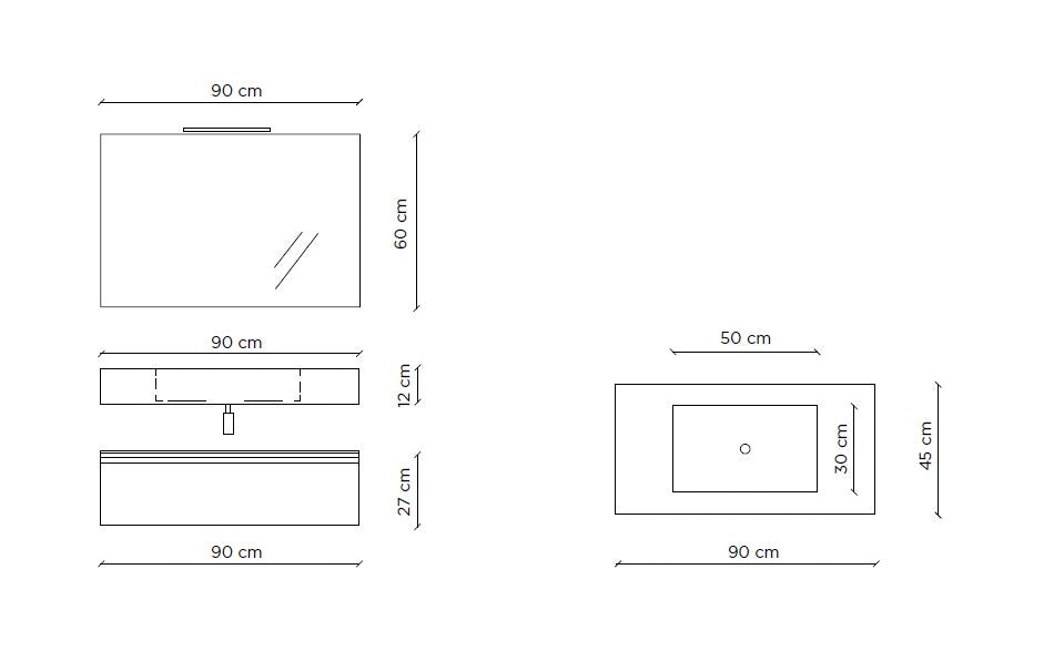 Composizione YOKA-23 marmo carrara/bianco pietra