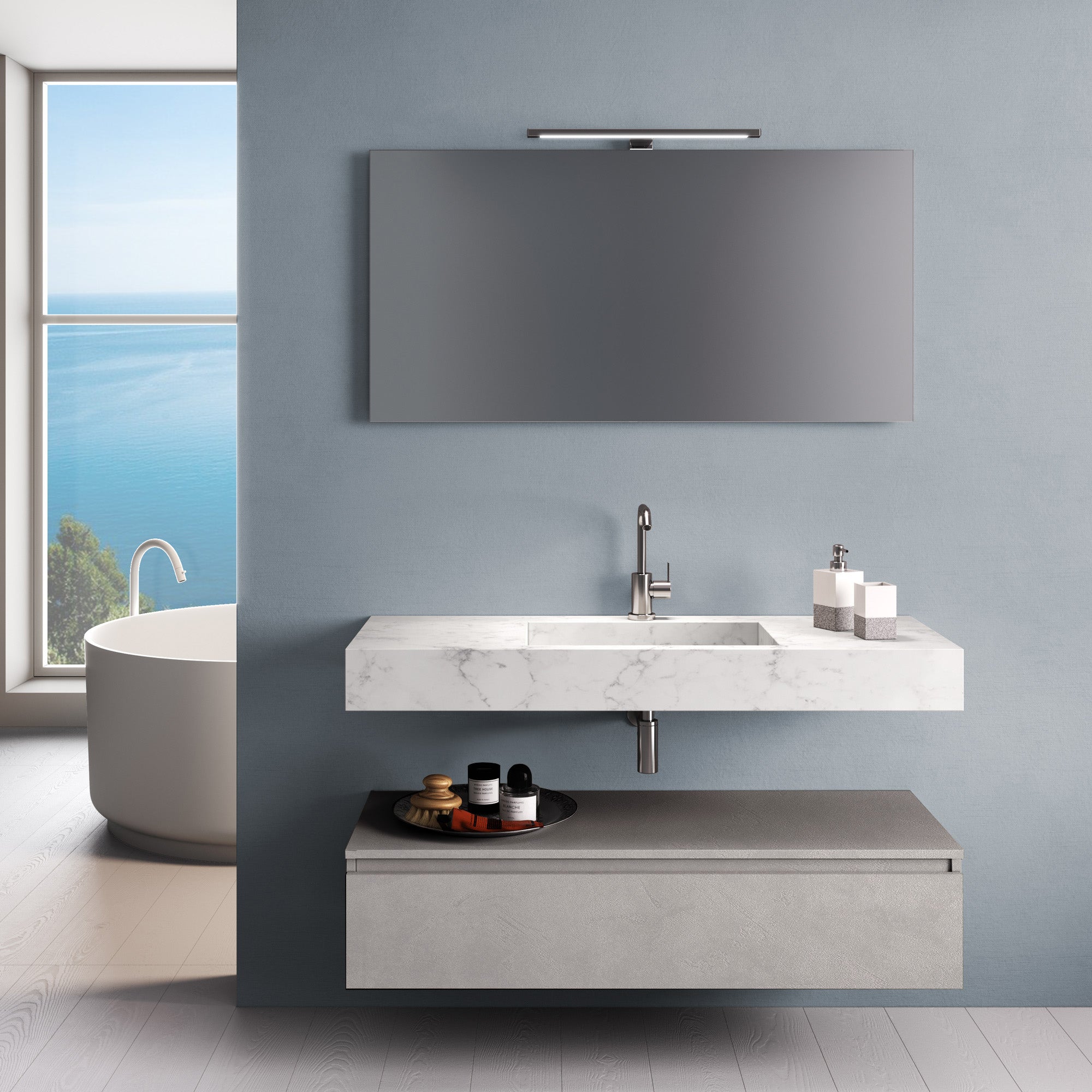 Composizione YOKA-24 marmo carrara/bianco pietra