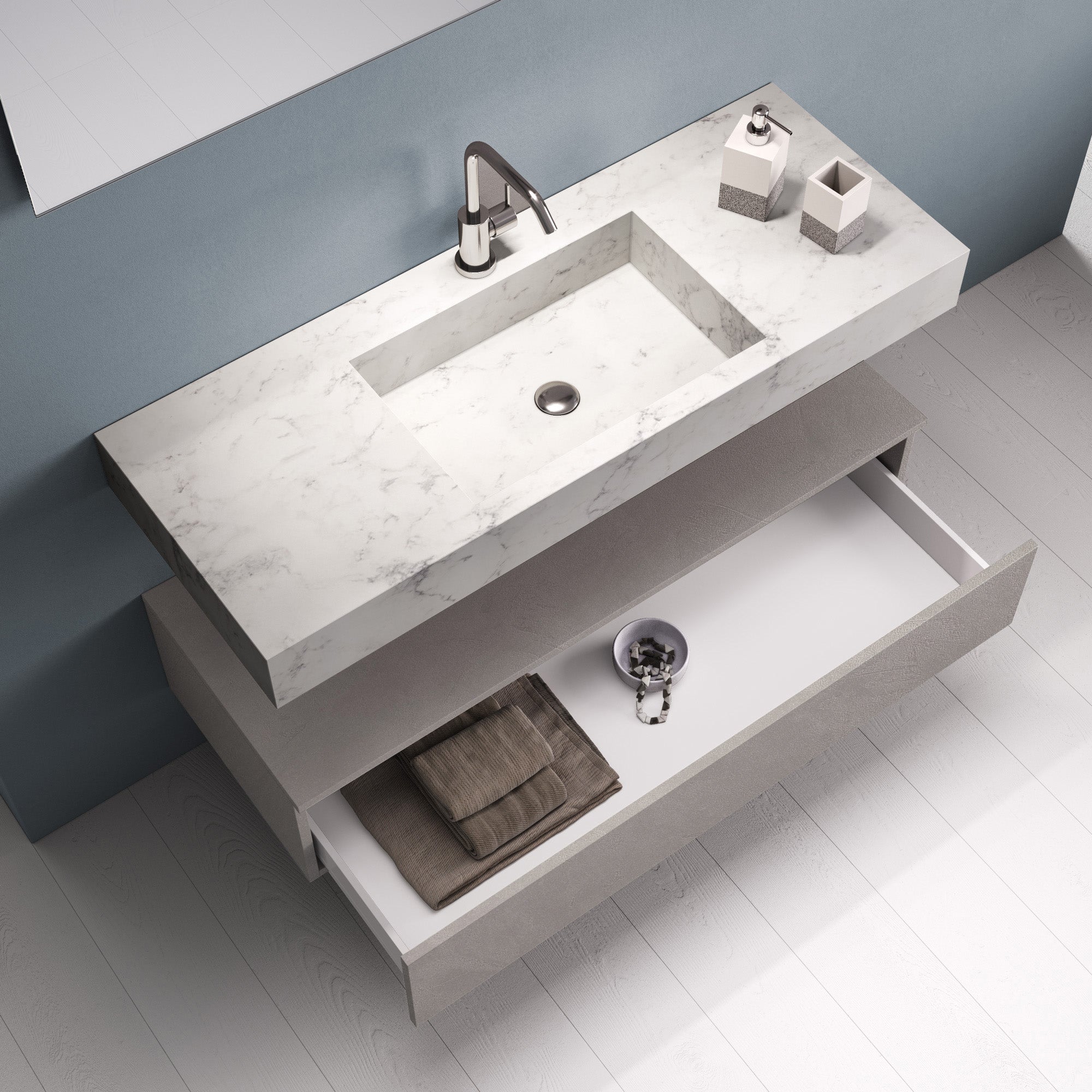 Composizione YOKA-24 marmo carrara/bianco pietra