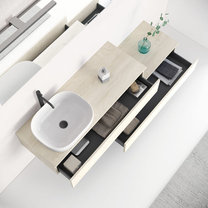 Double sink composition 9 pieces YOKA Alaska oak